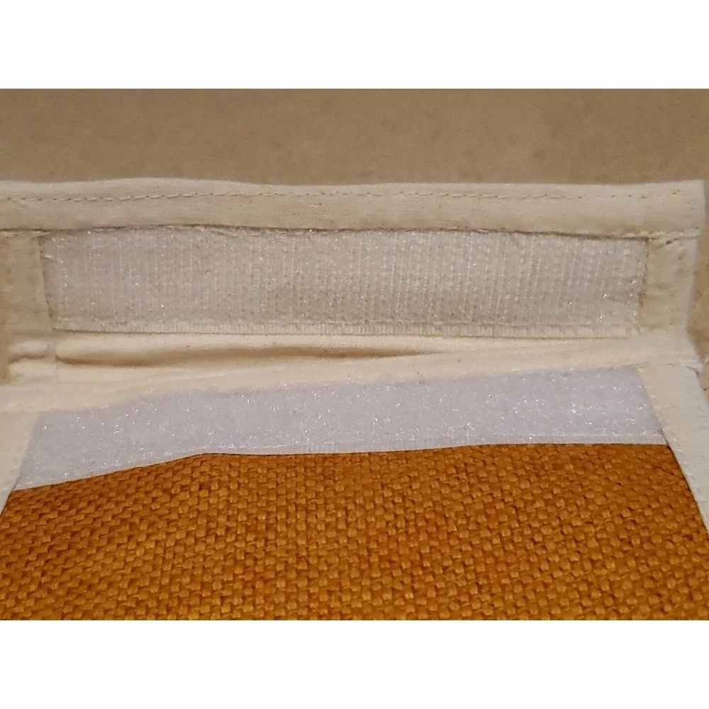 Isha Craft Canvas Bifold Wallet Unisex OS Woven Hook Loop Closure Mustard Cream